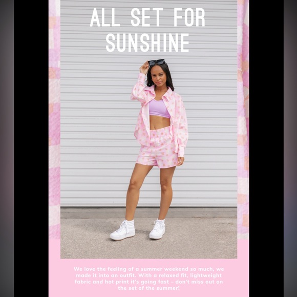 Smash + Tess Malia Pink Hawaiian Check Plaid Shirt - Picture 13 of 14